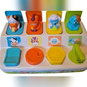 Infantino Animal Pop-Up Surprise Toy - Blue, Orange, Yellow, Green